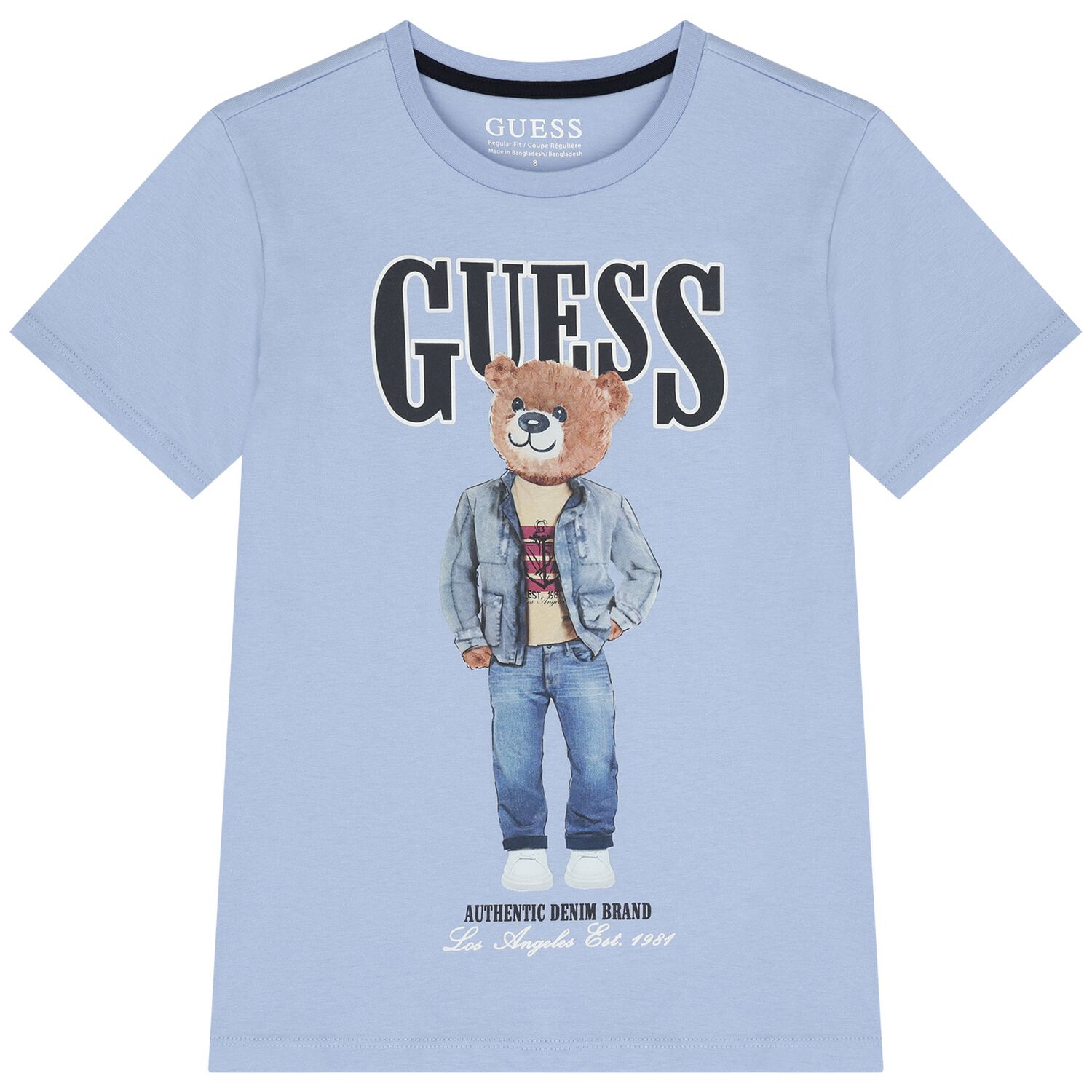 Boys Blue Teddy Bear Logo T-Shirt, 3, hi-res