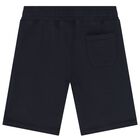 Boys Navy Blue Logo Shorts, 1, hi-res