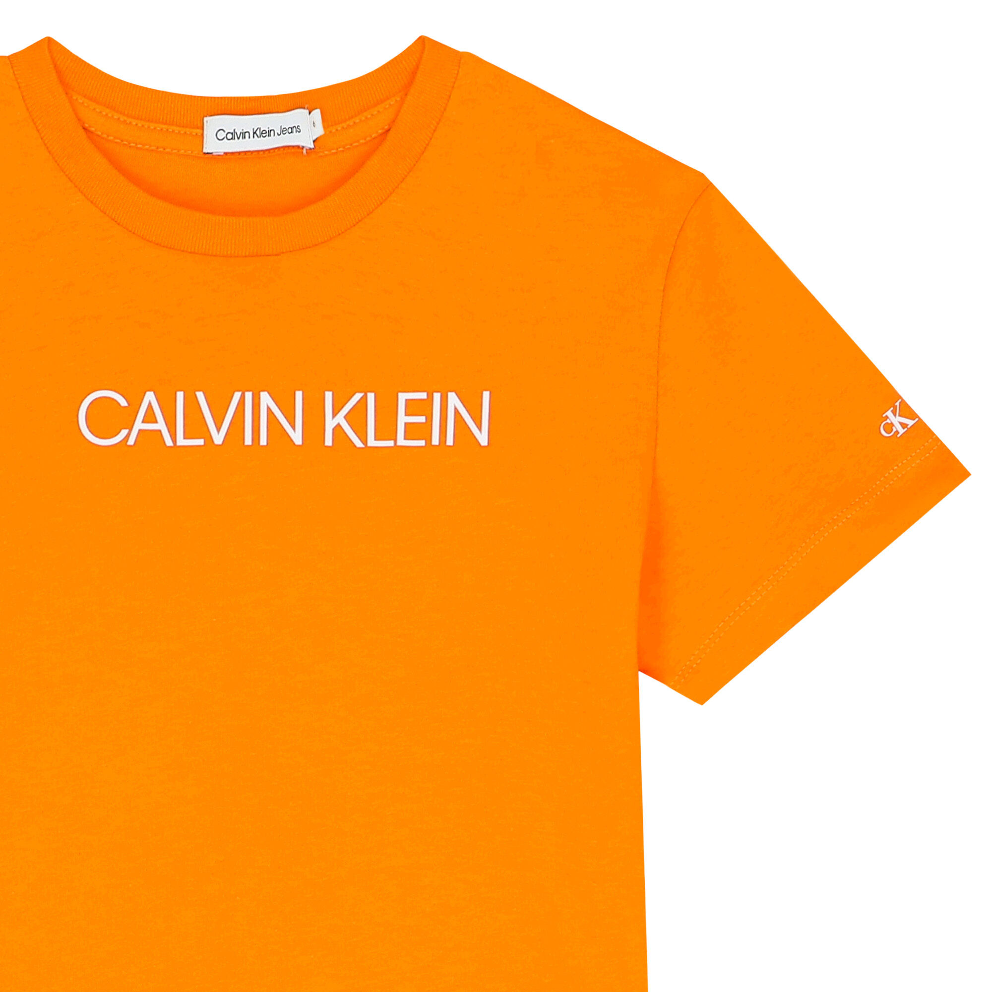 Calvin Klein Boys Orange Logo T Shirt Junior Couture UK