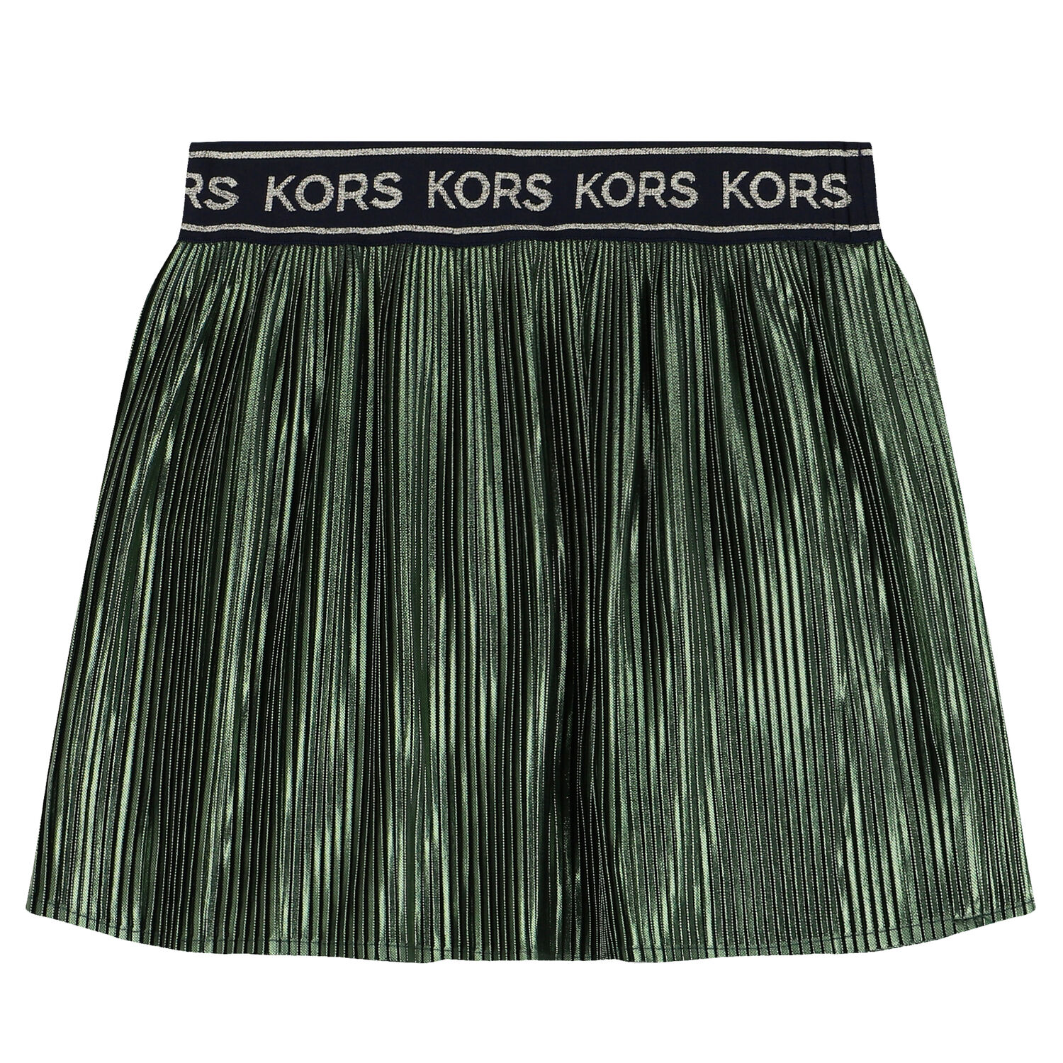 Girls Green Logo Pleated Skirt, 1, hi-res