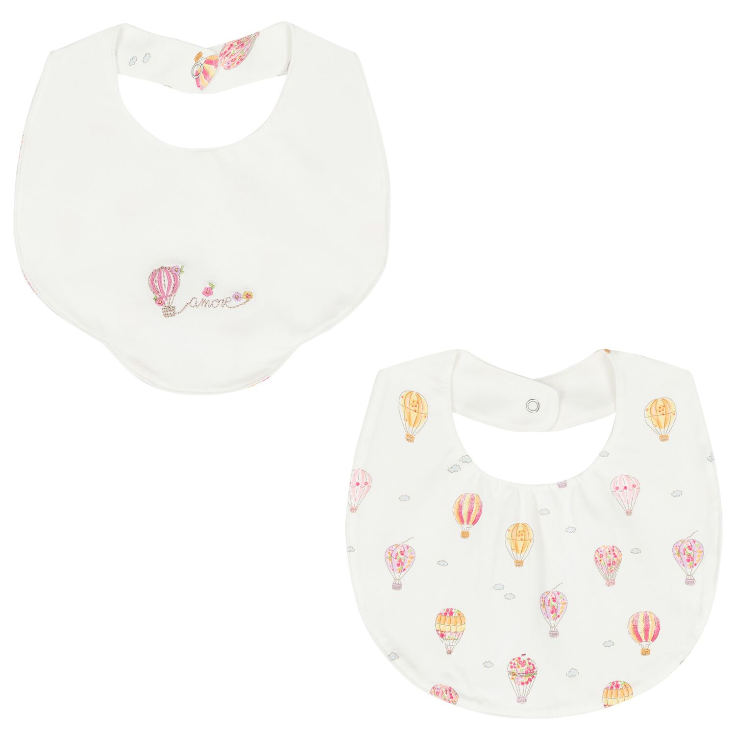 Baby Girls White & Pink Bibs ( 2-Pack ) , 1, hi-res