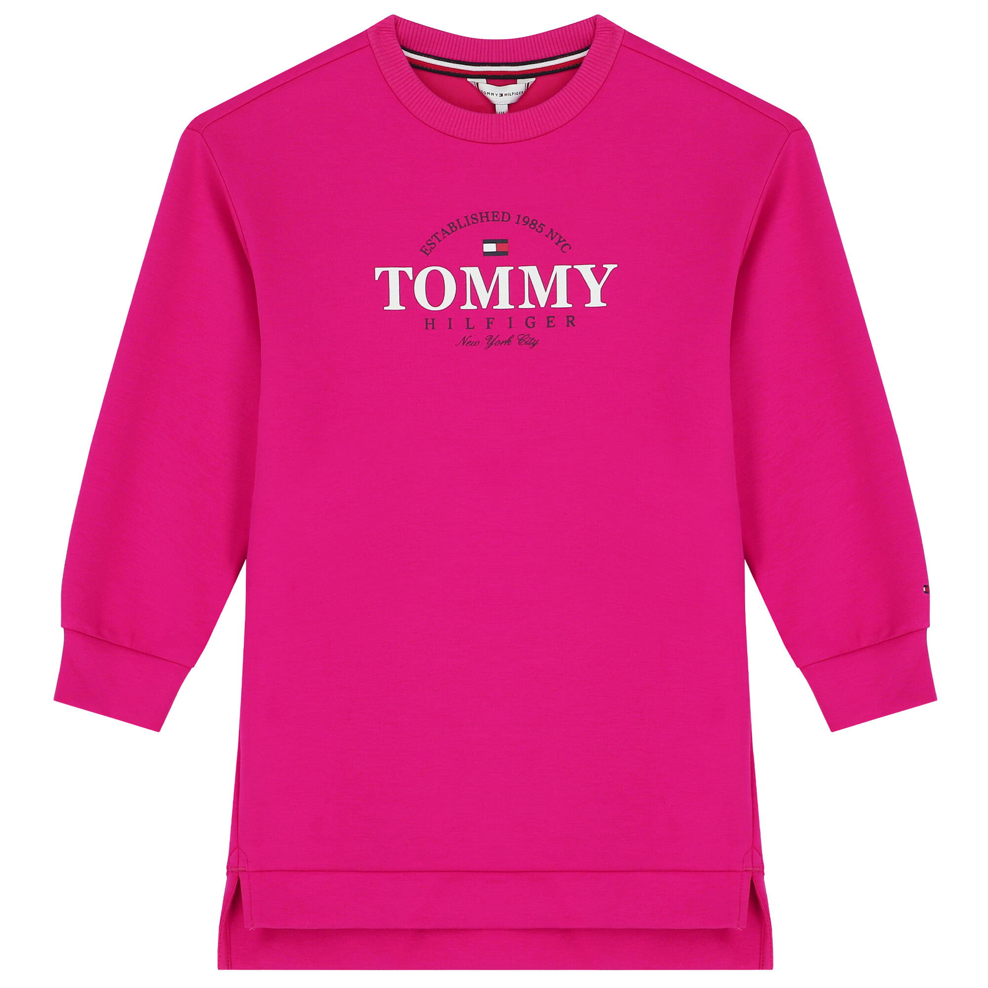 Tommy Hilfiger Girls Pink Logo Sweatshirt Dress Junior Couture UK