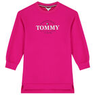 Girls Pink Logo Sweatshirt Dress, 2, hi-res