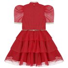 Girls Red Glittery Tulle Dress, 1, hi-res