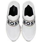 Boys White Logo Trainers, 2, hi-res