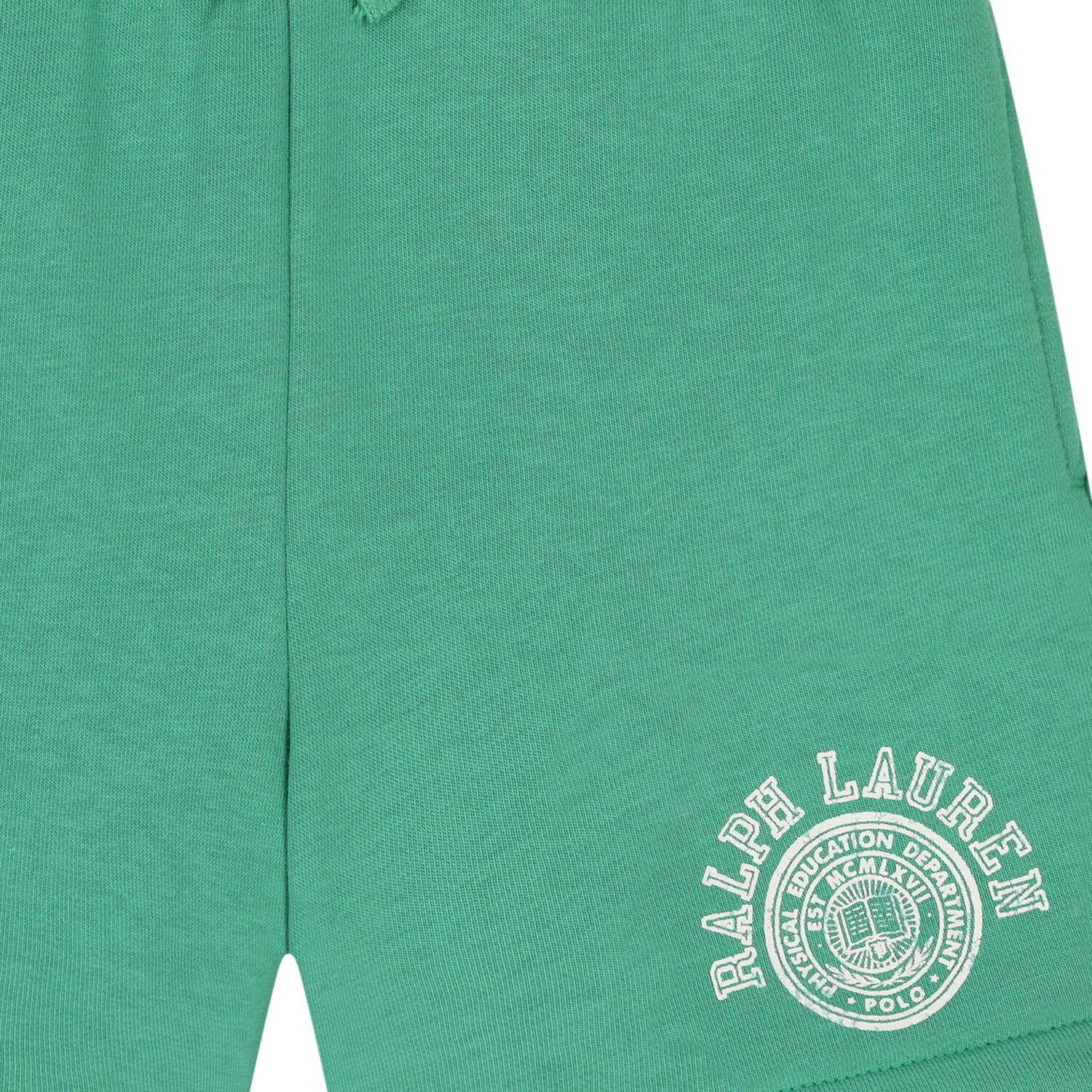 Boys Green Jersey Varsity Logo Shorts, 1, hi-res