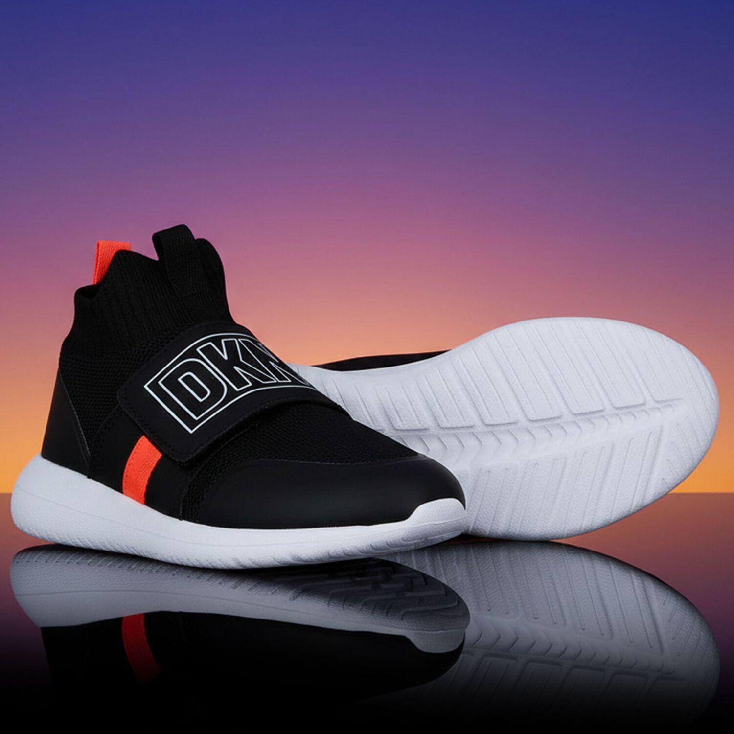 Boys Black & White Logo Trainers, 1, hi-res