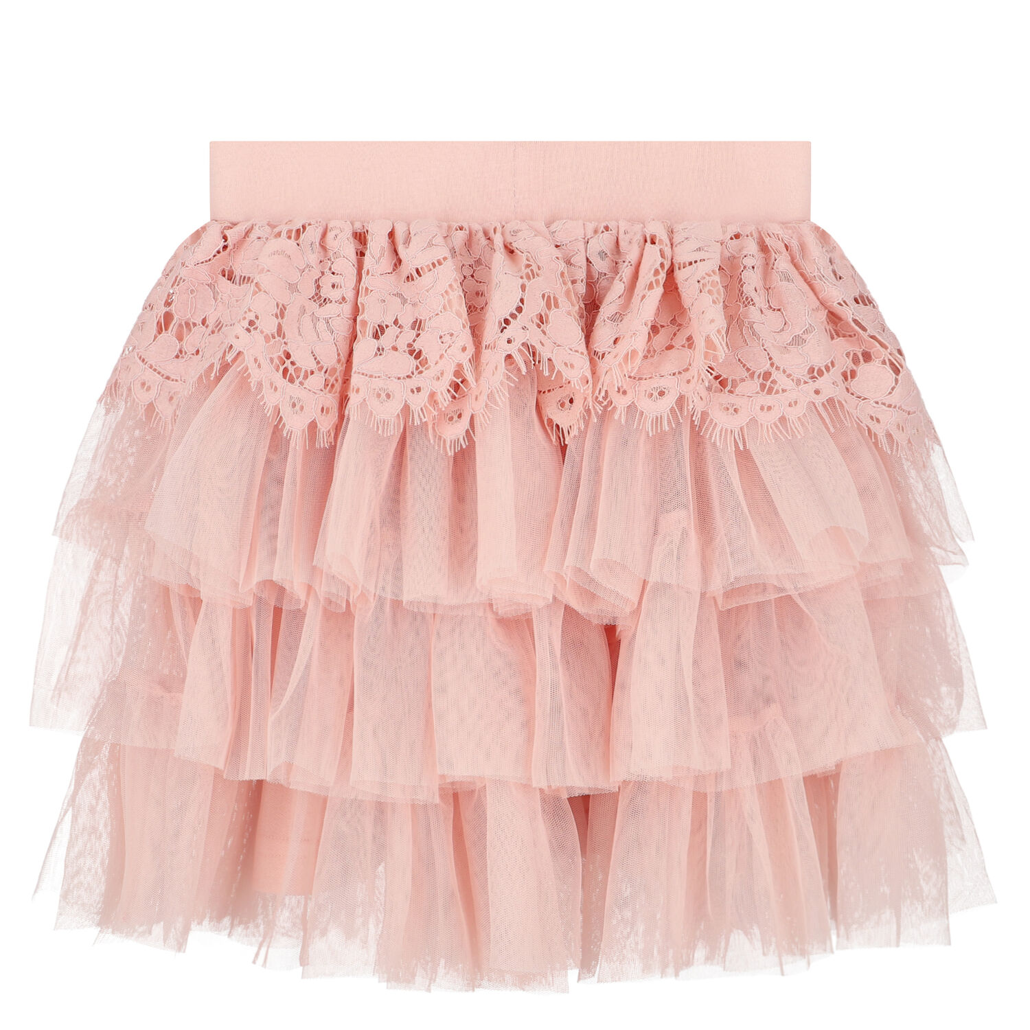 Girls Pink Lace & Tulle Skirt, 1, hi-res