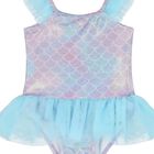 Girls Purple & Blue Metallic Mermaid Swimsuits, 1, hi-res