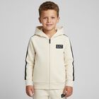 Boys Ivory Logo Hooded Zip Up Top, 1, hi-res