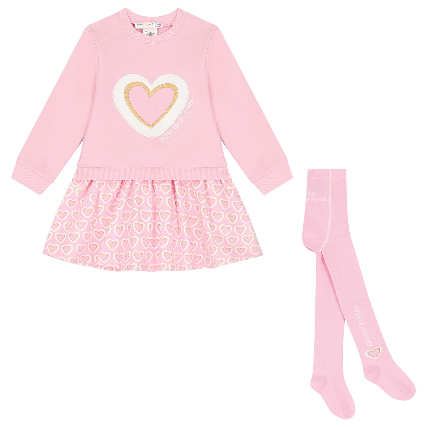 Girls Pink Heart Dress Set, 1, hi-res image number null
