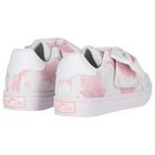 Girls White & Pink Floral Velcro Trainers, 1, hi-res
