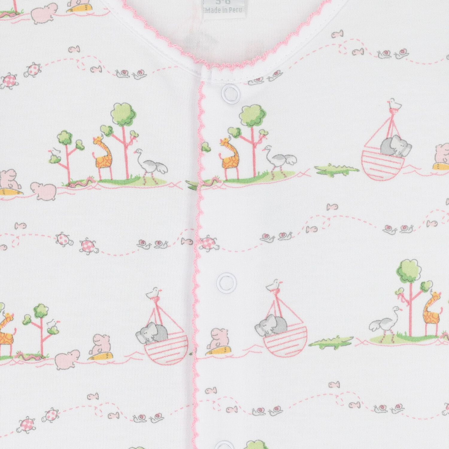 Baby Girls White & Pink Animals Babygrow, 2, hi-res