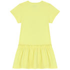 Girls Yellow Teddy Bear Logo Dress, 3, hi-res