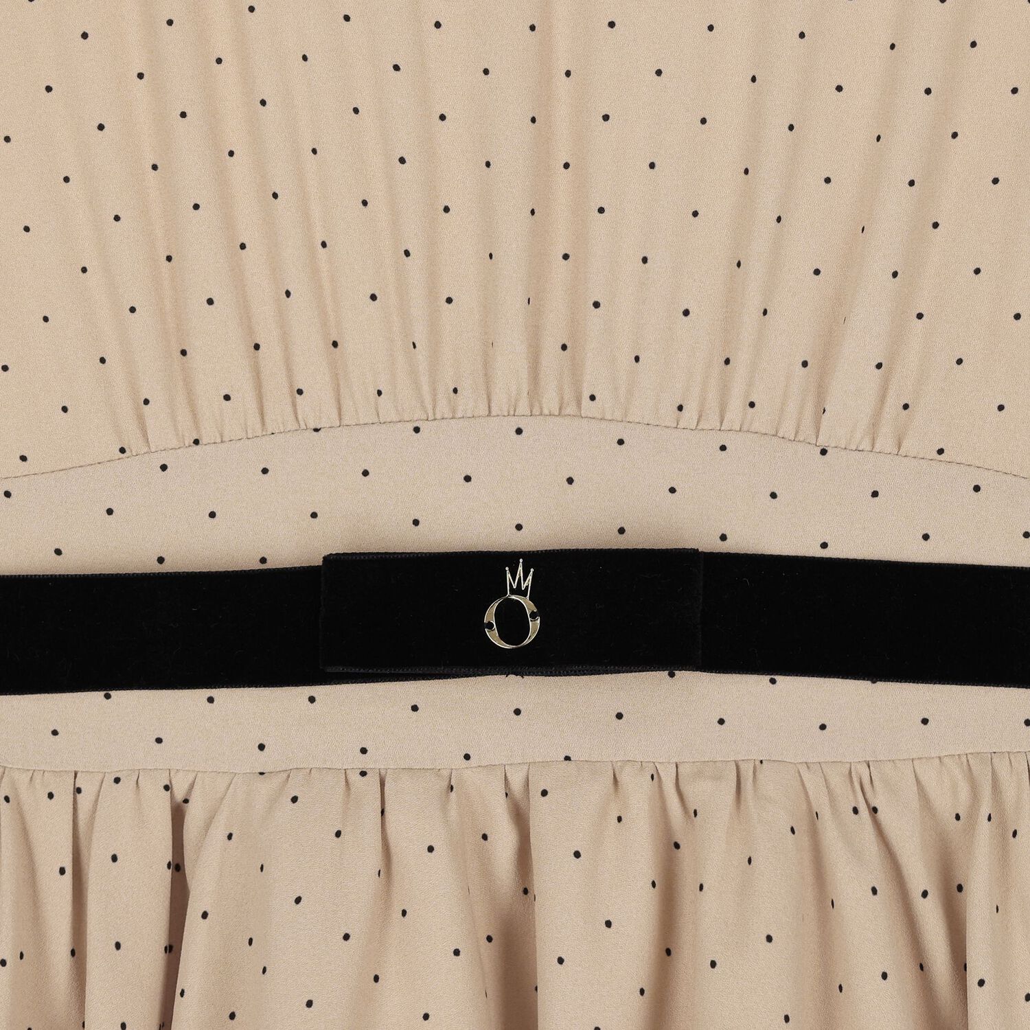 Girls Beige Dots Belted Dress, 1, hi-res