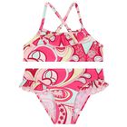 Girls Pink Abstract Print Bikini, 1, hi-res