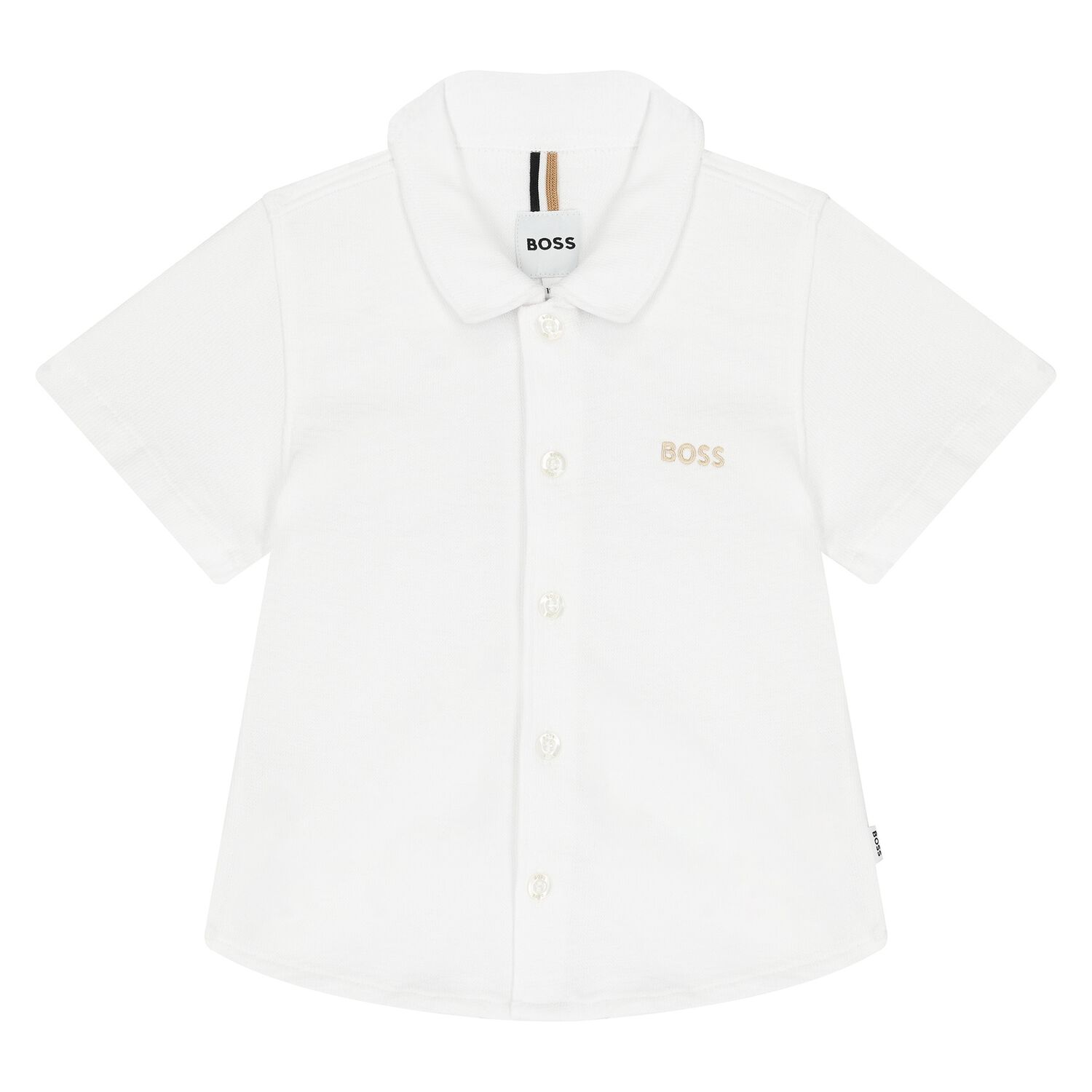 Younger Boys White Logo Shirt, 1, hi-res