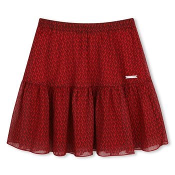 Girls Red Logo Chiffon Skirt