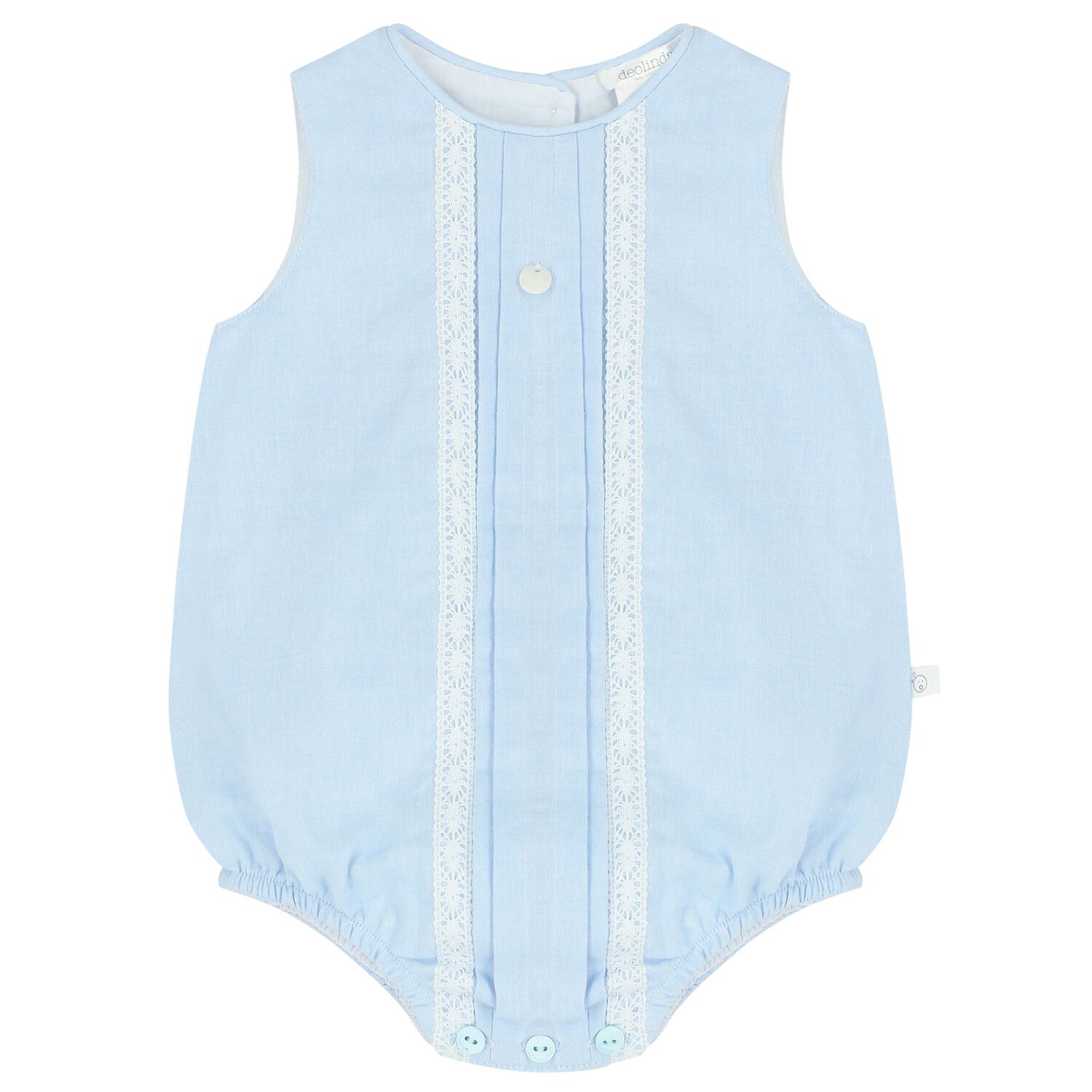 Baby Girls Blue Lace Bodysuit, 1, hi-res