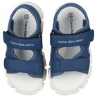 Younger Boys Blue & White Logo Sandals, 1, hi-res
