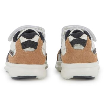 Boys White & Beige Logo Trainers
