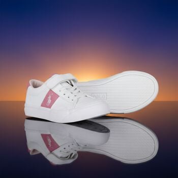 Girls White & Pink Logo Trainers