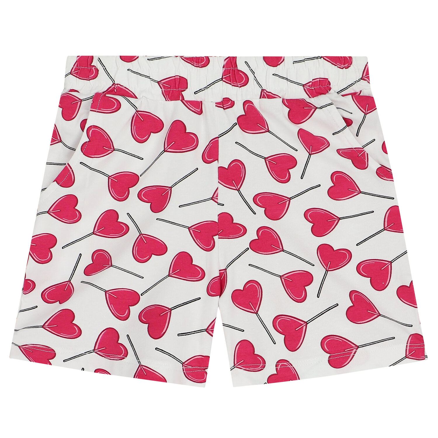 Girls White & Pink Shorts & T-Shirt Set, 1, hi-res