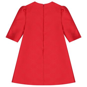 Girls Red Logo Jacquard Dress