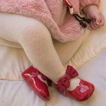 Baby Girls Red Bow Pre Walker Shoes