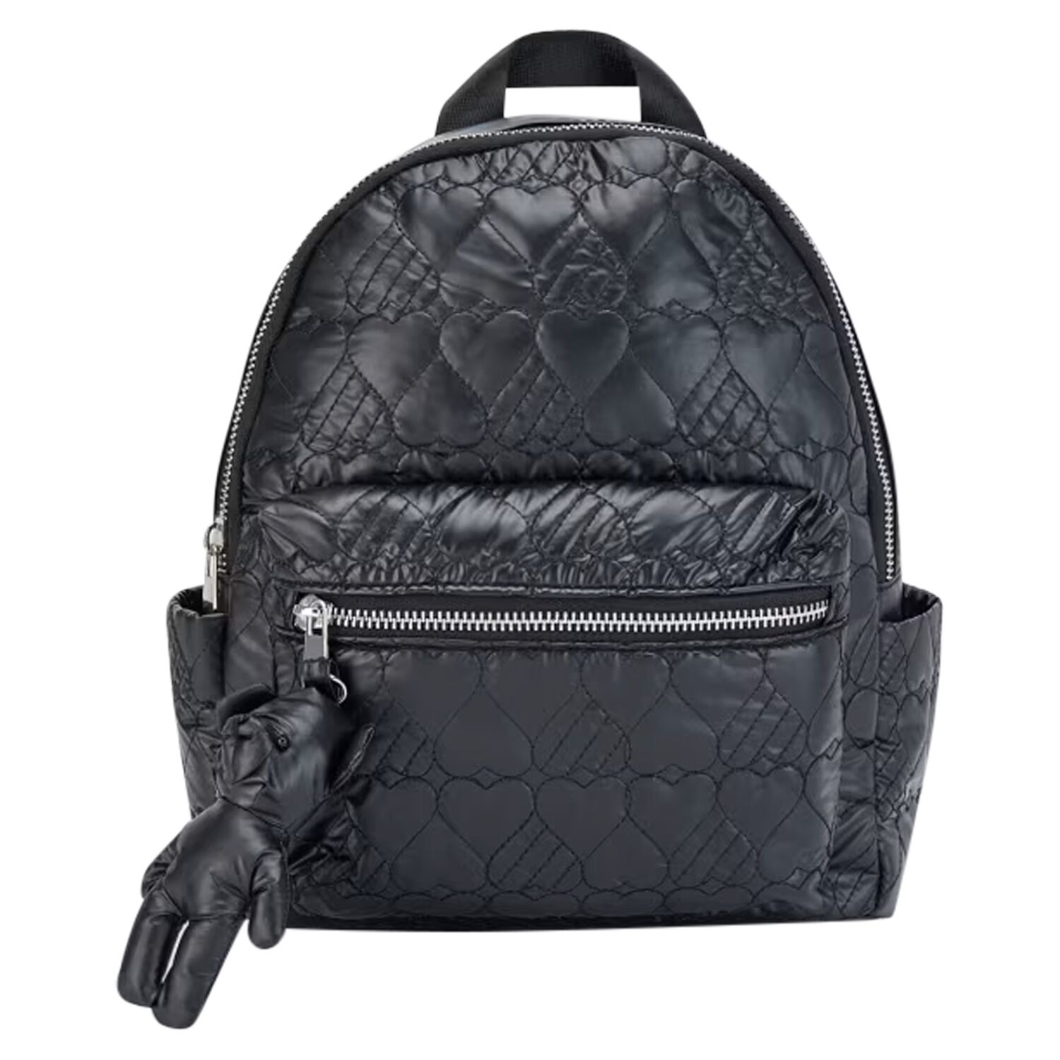 Girls Black Quilted Backpack, 3, hi-res