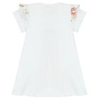 Baby Girls White Floral Bodysuit Dress, 1, hi-res
