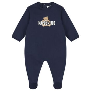 Navy Blue Teddy Bear Logo Babygrow