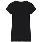 Girls Black Logo Dress, 1, hi-res