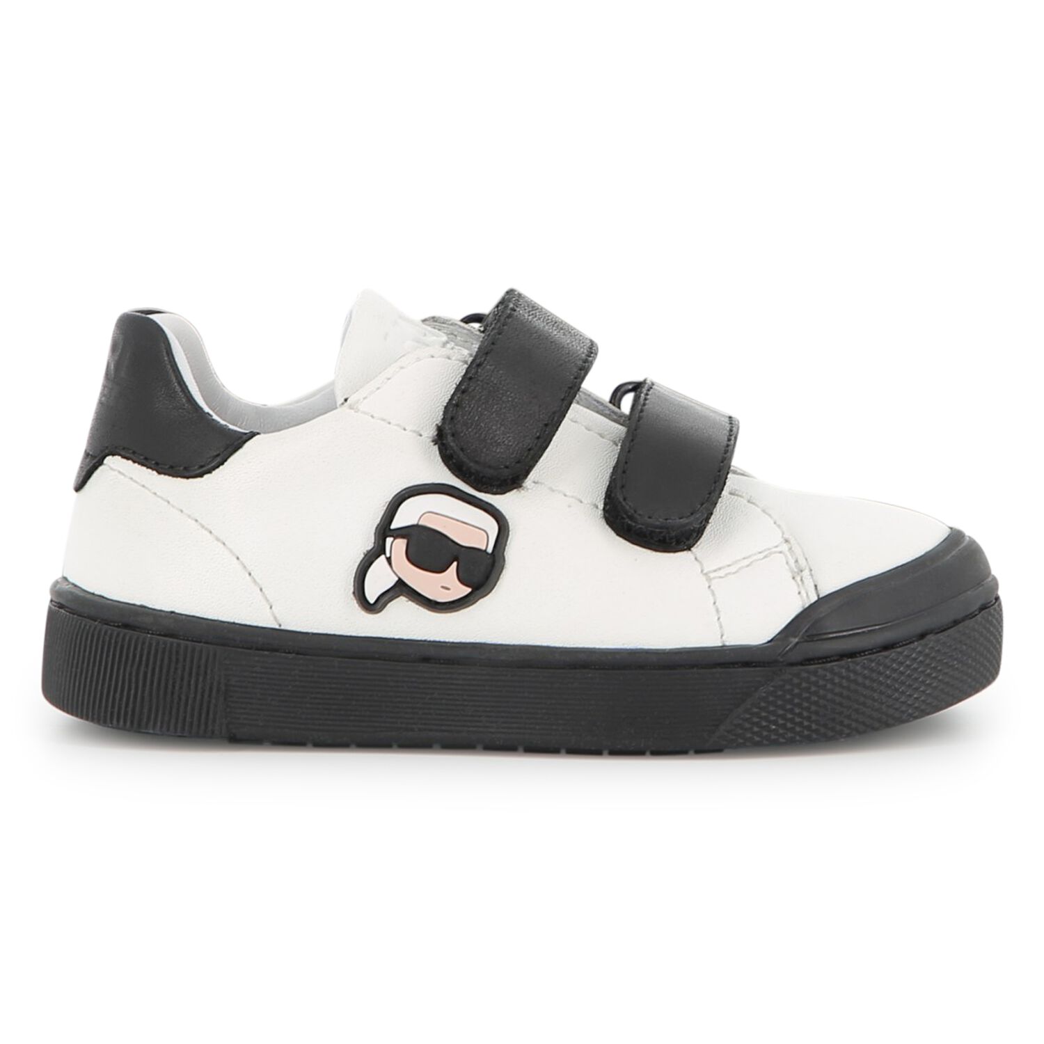 Boys White & Black Ikonik Karl Trainers, 1, hi-res