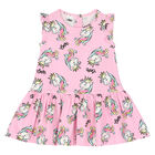 Girls Pink Unicorn Dress, 1, hi-res