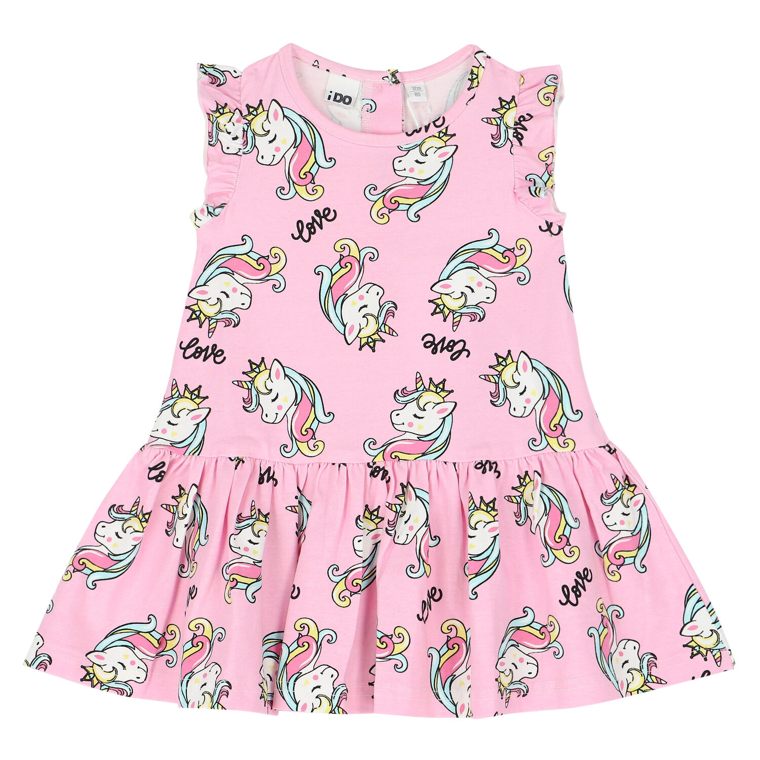 Girls Pink Unicorn Dress, 1, hi-res