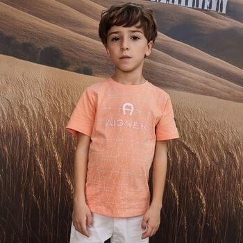 Boys Orange Logo T-Shirt