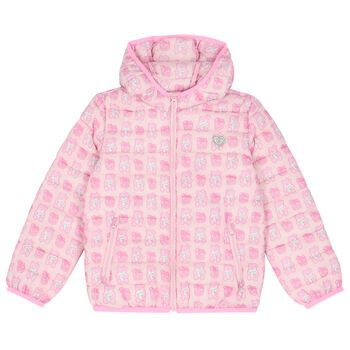 Younger Girls Pink Bear Logo Padded Jacket
