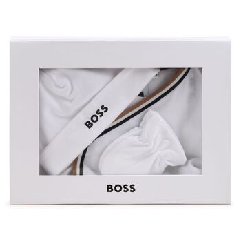 Baby Boys White Logo Babygrow Gift Set