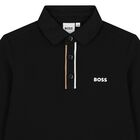 Boys Black Logo Polo Shirt, 1, hi-res