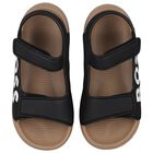 Boys Black & Beige Logo Sandals, 1, hi-res
