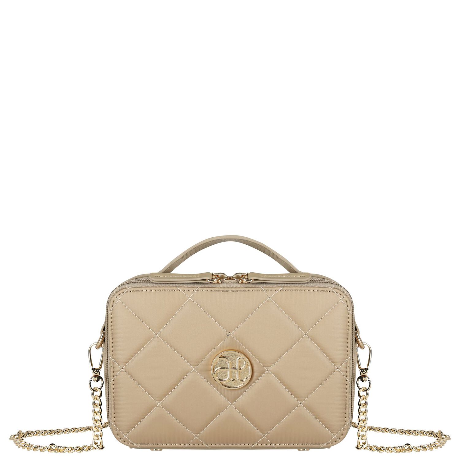Girls Beige Quilted Handbag, 2, hi-res