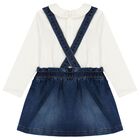 Younger Girls Ivory & Blue Denim Teddy Bear Skirt Set, 2, hi-res