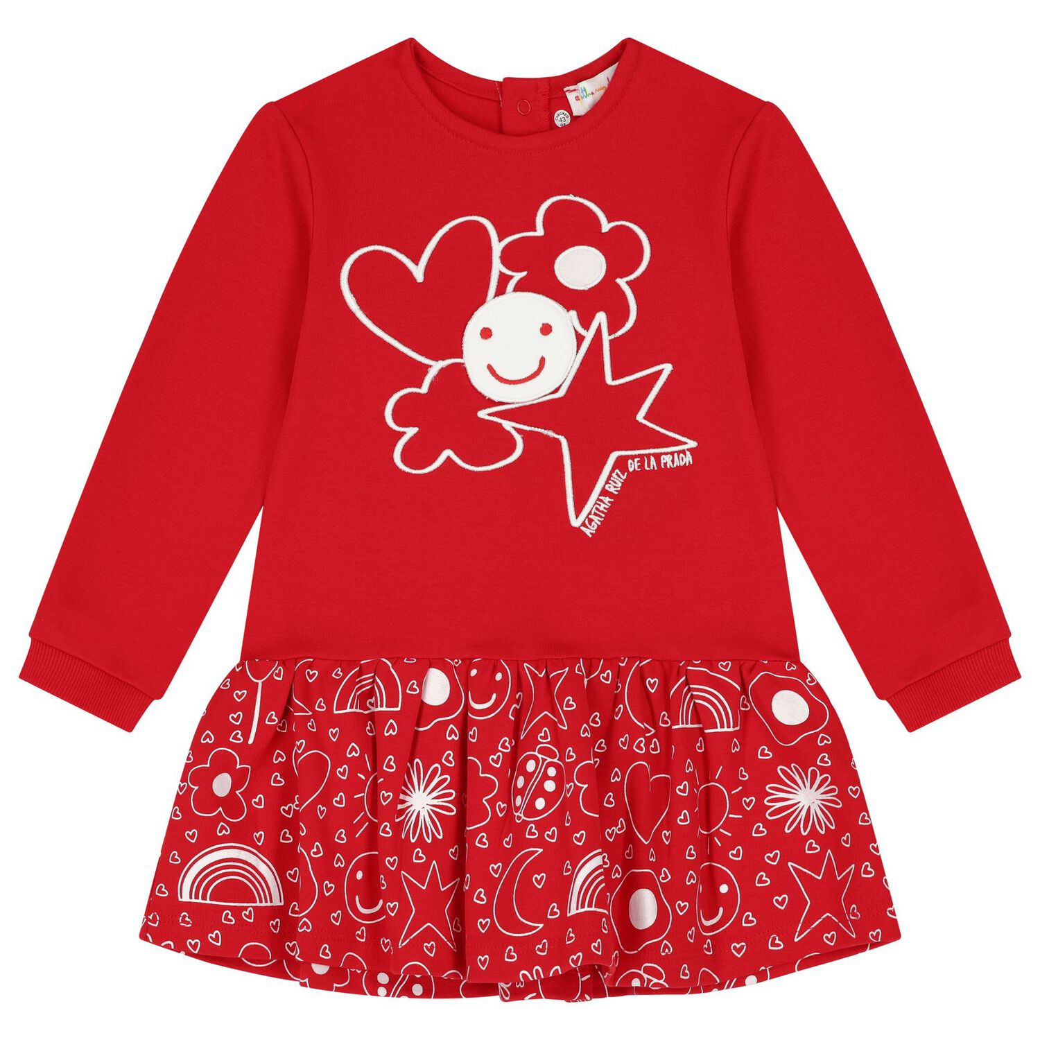Girls Red Flower Dress Set, 1, hi-res