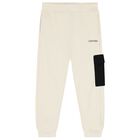 Boys Beige Logo Joggers, 1, hi-res