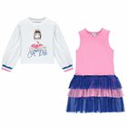 Girls White, Pink & Blue Logo Dress Set, 1, hi-res