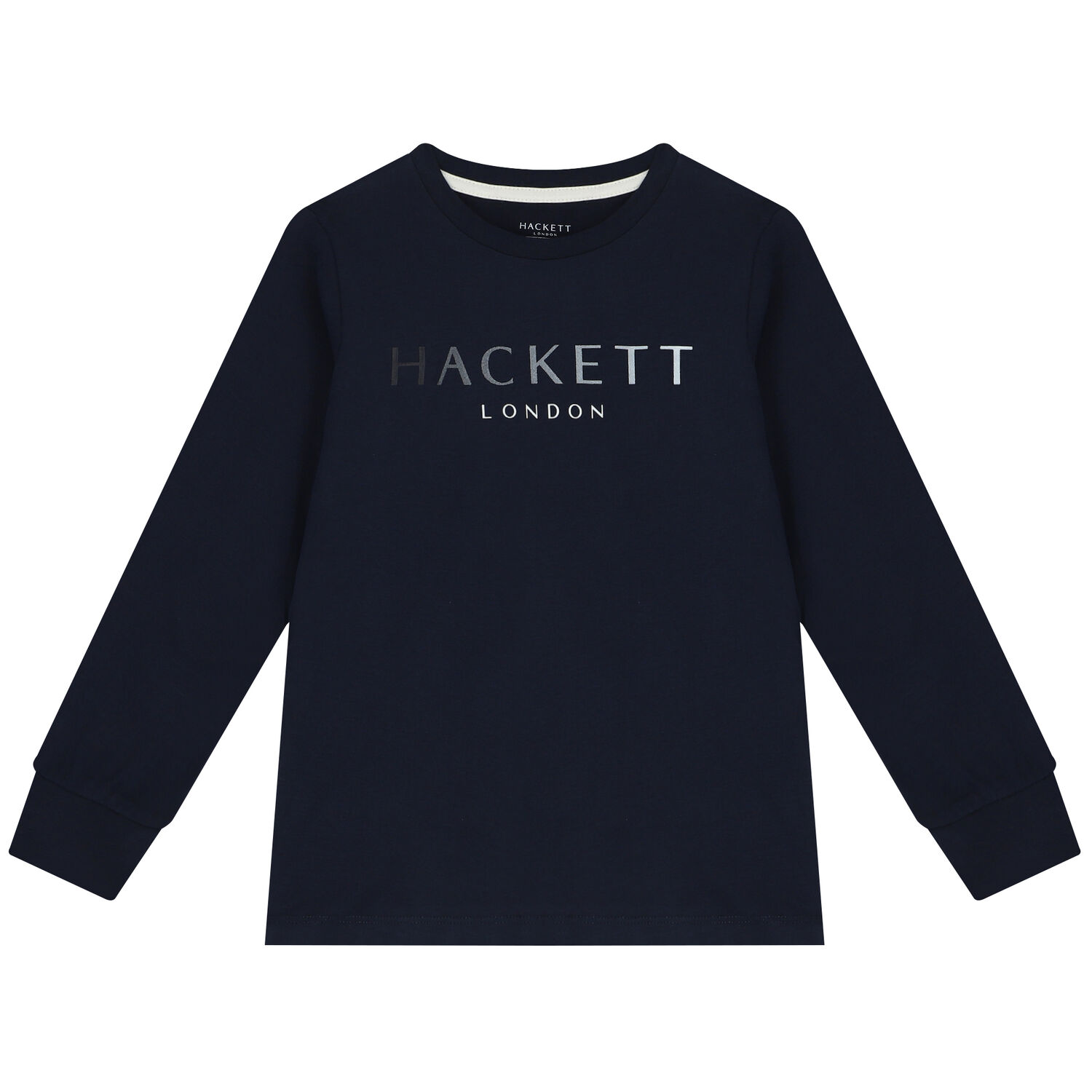 Boys Navy Blue Logo Long Sleeve Top, 4, hi-res