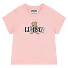 Younger Girls Pink Teddy Bear Logo T-Shirt, 6, hi-res