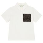 Boys Ivory Logo Polo Shirt, 1, hi-res