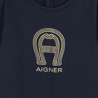 Baby Boys Navy Blue & Gold Logo Babygrow, 3, hi-res